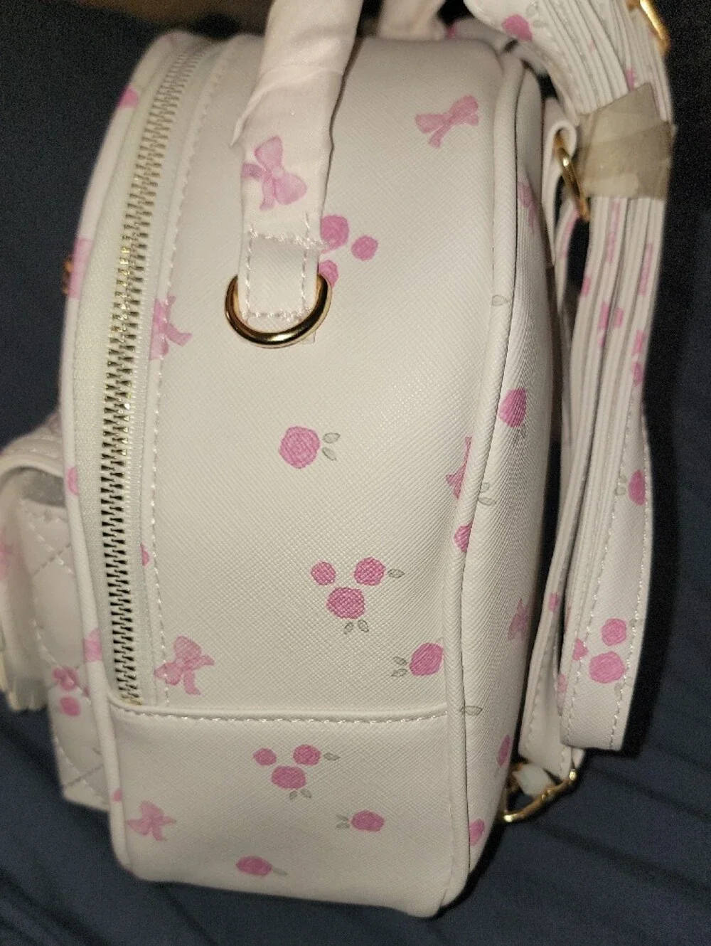 Under One Sky White & Pink Mini Kids Backpack with Gold Bow